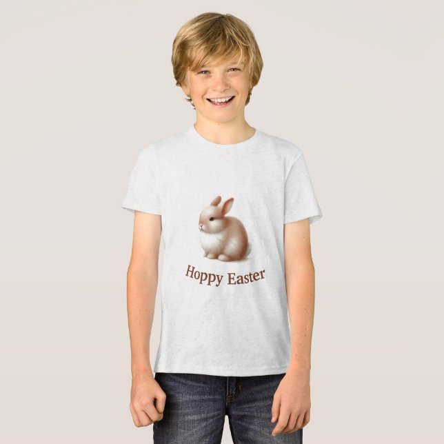 Hoppy Easter Bunny | Cute Kids' Easter T-Shirt Tri-Blend Shirt (Front Full)