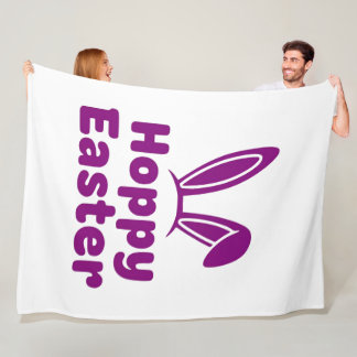 Hoppy Easter Bunny Ears | Minimalist Purple Holida Fleece Blanket