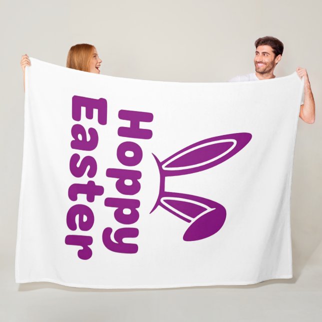 Hoppy Easter Bunny Ears | Minimalist Purple Holida Fleece Blanket (In Situ)