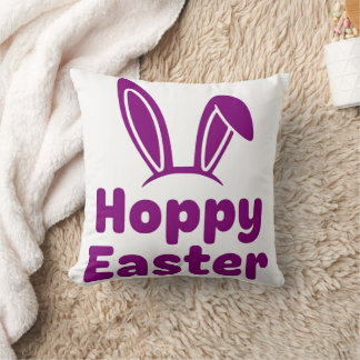 Hoppy Easter Bunny Ears | Minimalist Purple Holida Throw Pillow