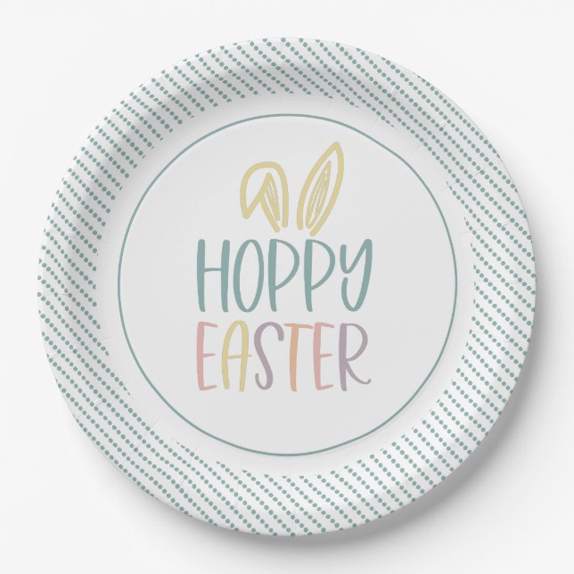 Hoppy Easter Bunny Ears Paper Plates (Front)