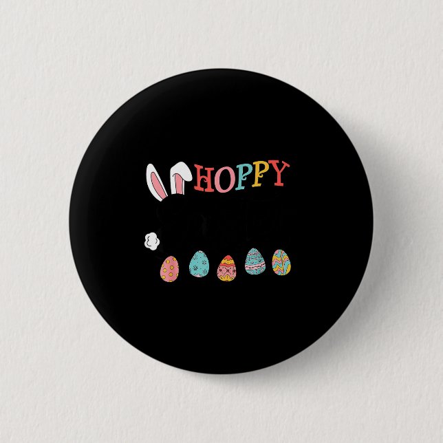 Hoppy easter bunny eggs funny  button (Front)