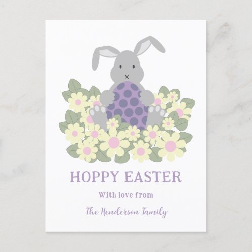 Hoppy Easter Bunny Floral Holiday Postcard