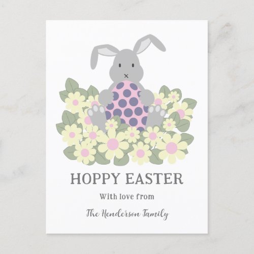 Hoppy Easter Bunny Floral Holiday Postcard
