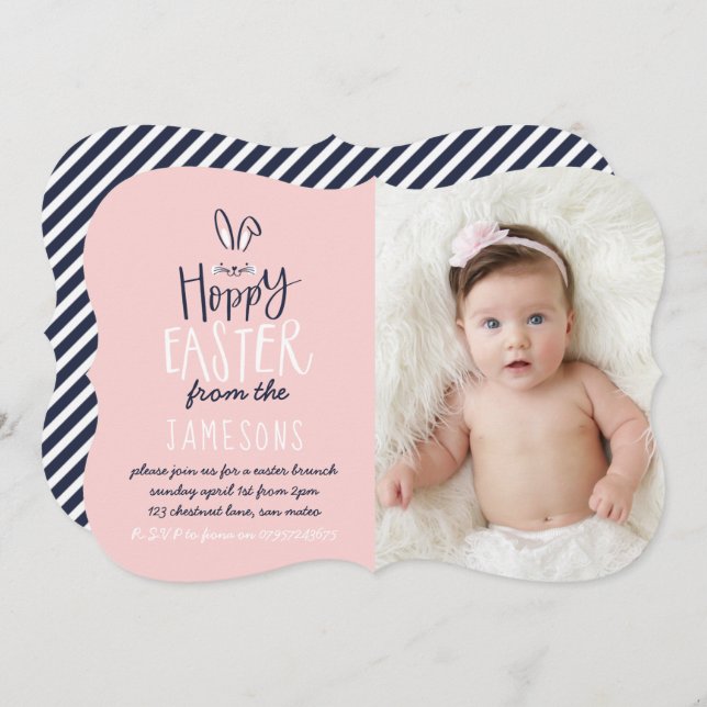 HOPPY EASTER BUNNY INVITATION (Front/Back)