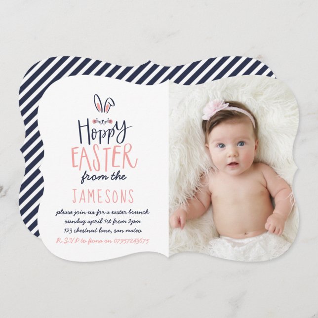 HOPPY EASTER BUNNY INVITATION (Front/Back)