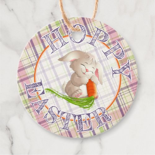 Hoppy Easter Bunny Stripes Plaid Pattern Favor Tags