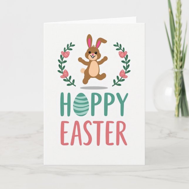 Hoppy Easter Bunny Themed Card (Front)