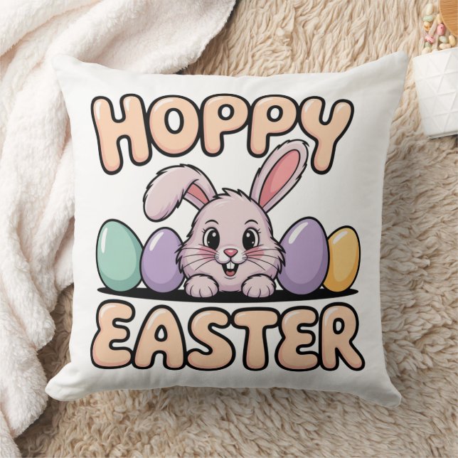 Hoppy Easter Bunny Throw Pillow (Blanket)