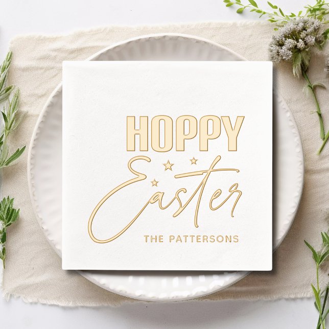 Hoppy Easter Calligraphy Script Personalized Name Foil Napkins (Creator Uploaded)