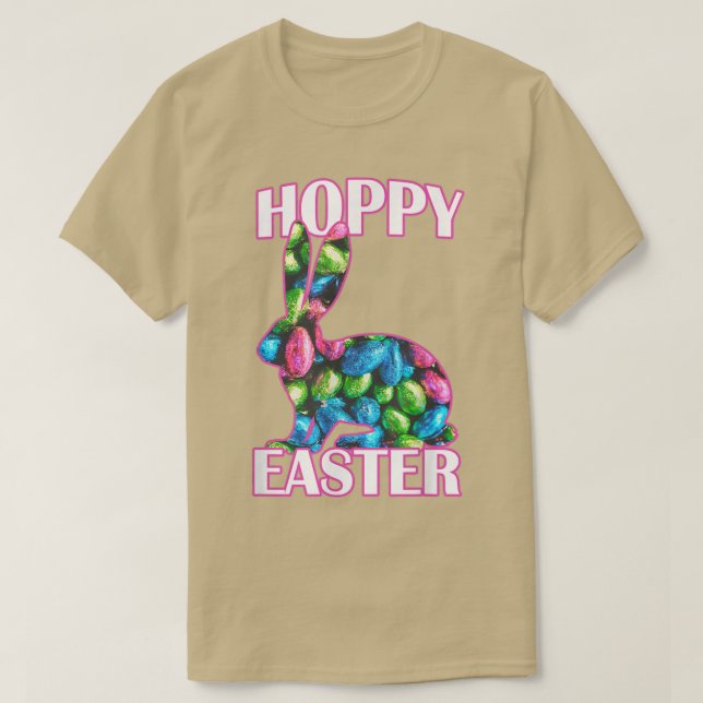 Hoppy Easter Chocolate Easter Bunny  T-Shirt (Design Front)