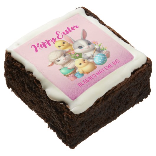 Hoppy Easter Cute Bunny Chicks Lamb Painting Eggs Brownie (Angled)