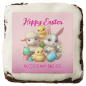 Hoppy Easter Cute Bunny Chicks Lamb Painting Eggs Brownie (Front)