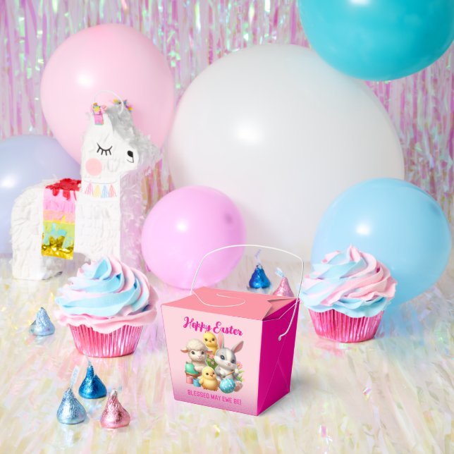 Hoppy Easter Cute Bunny Chicks Lamb Painting Eggs Favor Boxes (Party)