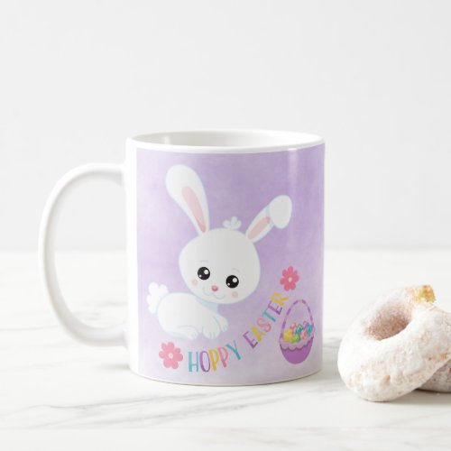 Hoppy Easter Cute Bunny Egg Basket Purple Coffee Mug