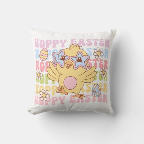 Hoppy Easter Cute Chick Throw Pillow
