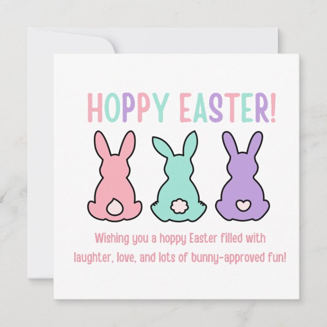 hoppy easter cute colorful bunnies funny holiday card (Front)