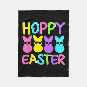 Hoppy Easter Cute Colorful Bunny Wearing Sungles Fleece Blanket