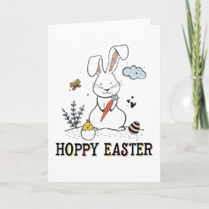 Hoppy Easter Cute Doodle Easter Bunny Card