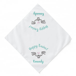 Hoppy Easter cute funny bunny face custom name dog Bandana