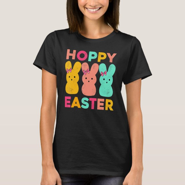 Hoppy Easter Cute Happy Easter Day Bunny Easter Eg T-Shirt (Front)