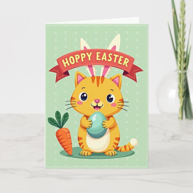 Hoppy Easter Feline Friend Card (Front)