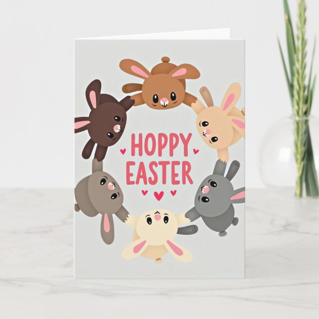 Hoppy Easter Friends Circle Card (Front)
