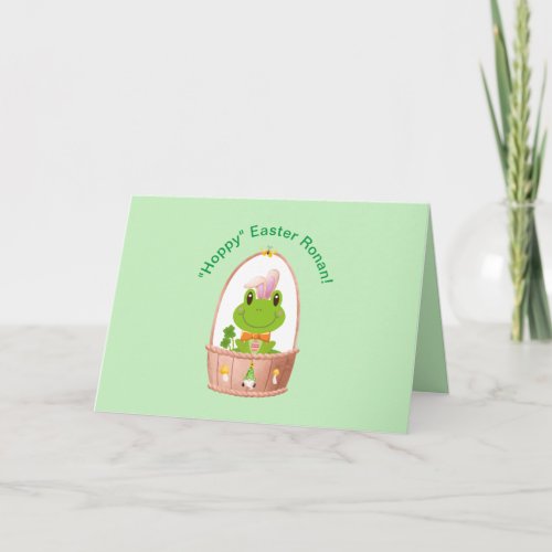 Hoppy Easter Frog Bunny Ears Basket Gnome  Card