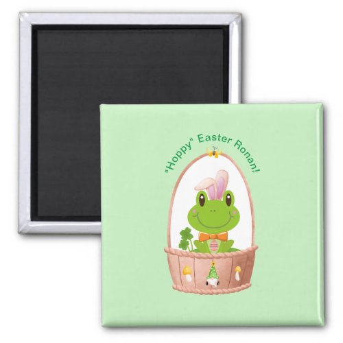 Hoppy Easter Frog Bunny Ears Basket Gnome  Magnet