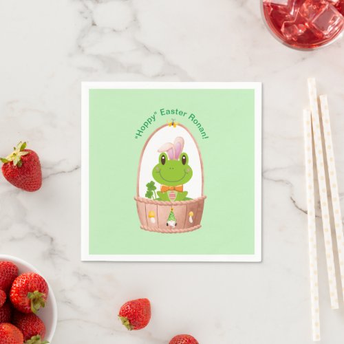 Hoppy Easter Frog Bunny Ears Basket Gnome  Napkins