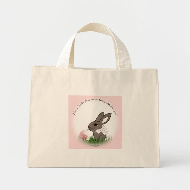 Hoppy Easter from some-bunny who loves you! Bunny Mini Tote Bag (Front)