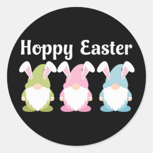 Hoppy Easter Funny Bunny Ears Gnome Classic Round Sticker