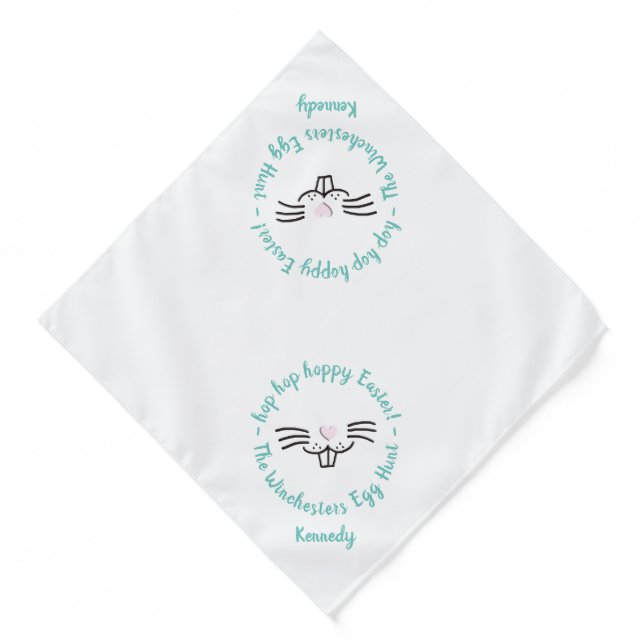 Hoppy Easter funny cute custom teal name egg hunt Bandana (Front)