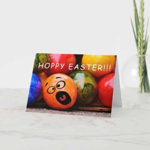 Hoppy Easter Funny Dyed Easter Eggs Holiday Card