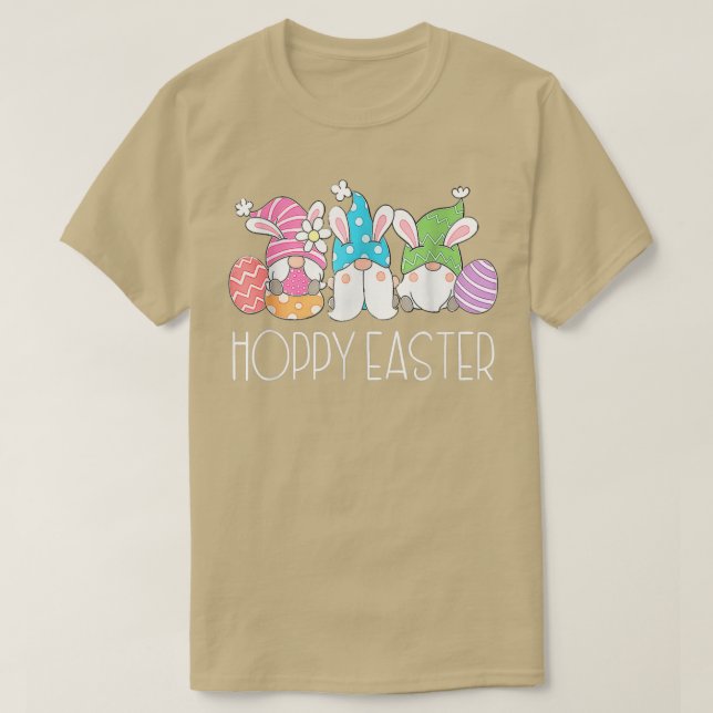 Hoppy Easter Funny Gnome Bunny Spring Eggs Easter  T-Shirt (Design Front)