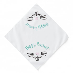 Hoppy Easter funny script bunny face cartoon dog Bandana