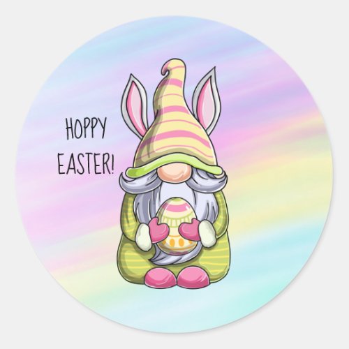 Hoppy Easter Gnome Classic Round Sticker