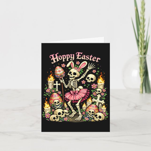 Hoppy easter gothic skeleton bunny funny dark card (Front)