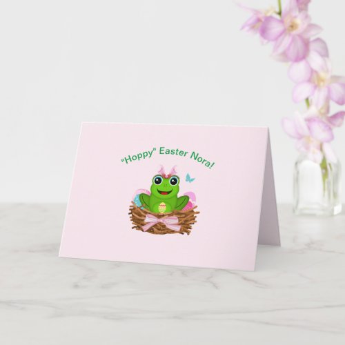 Hoppy Easter Leap Year Frog in Basket with Eggs  Card
