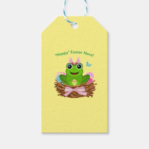 Hoppy Easter Leap Year Frog in Basket with Eggs  Gift Tags