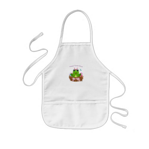 Hoppy Easter Leap Year Frog in Basket with Eggs  Kids Apron