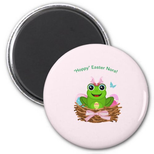 Hoppy Easter Leap Year Frog in Basket with Eggs Magnet