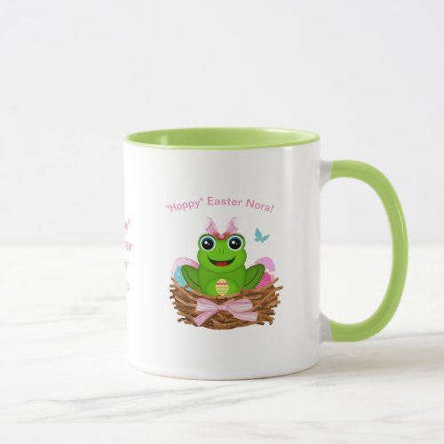 Hoppy Easter Leap Year Frog in Basket with Eggs  Mug