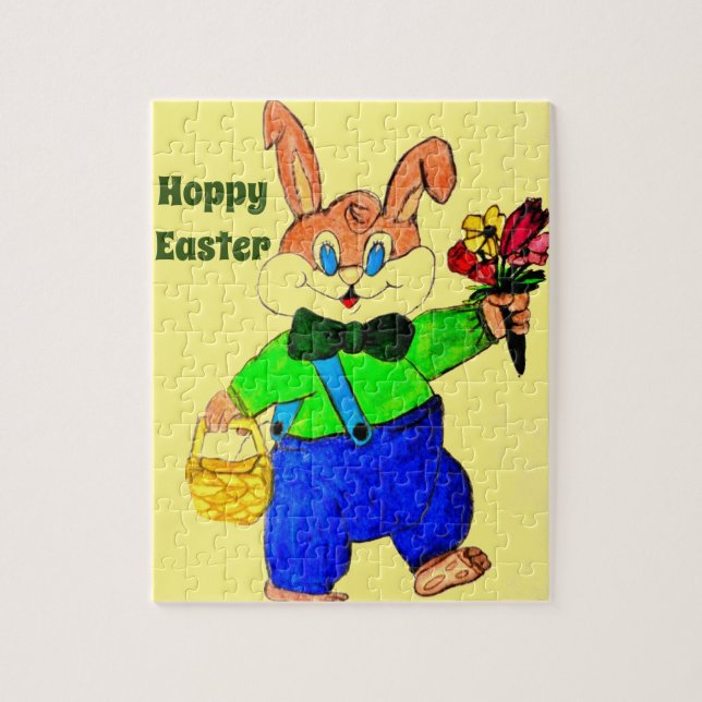 HOPPY EASTER MARCHING EASTER BUNNY JIGSAW PUZZLE (Vertical)