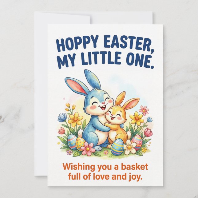 Hoppy Easter My Little One Cute Bunny Easter Holiday Card (Front)