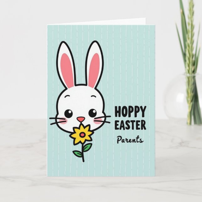 Hoppy Easter Parents Rabbit Card (Front)
