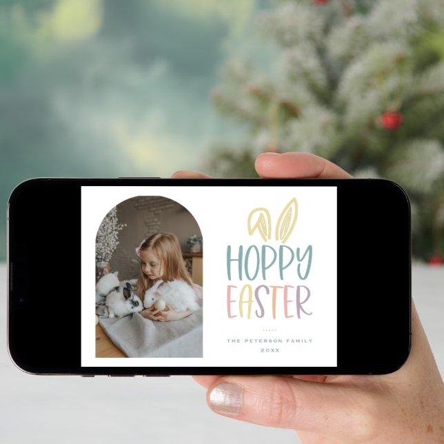 Hoppy Easter Photo Holiday Card (Front Digital)