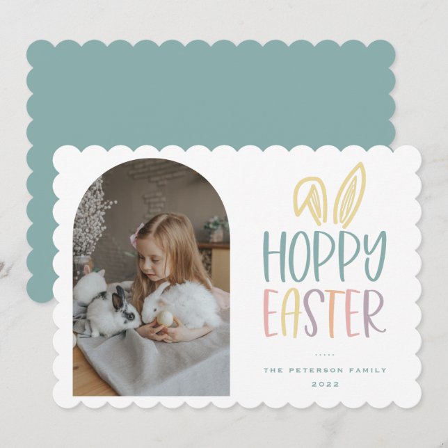 Hoppy Easter Photo Holiday Card (Front/Back)