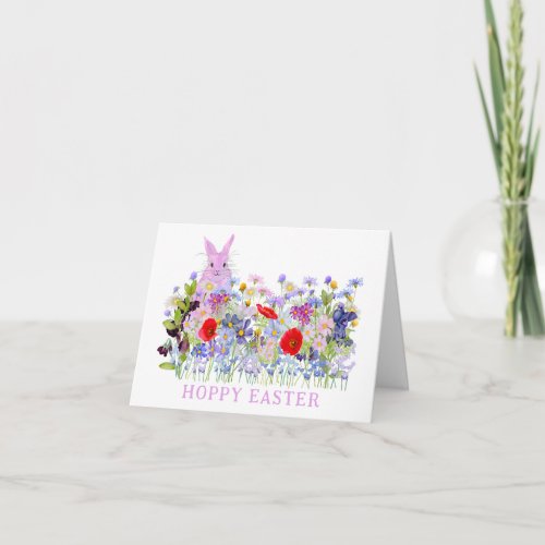 Hoppy Easter Pink Bunny and Floral Card