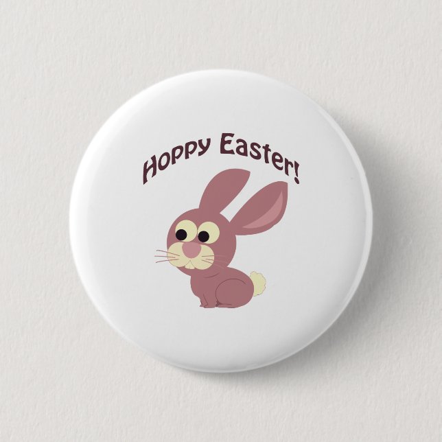 Hoppy Easter Pink Bunny Button (Front)